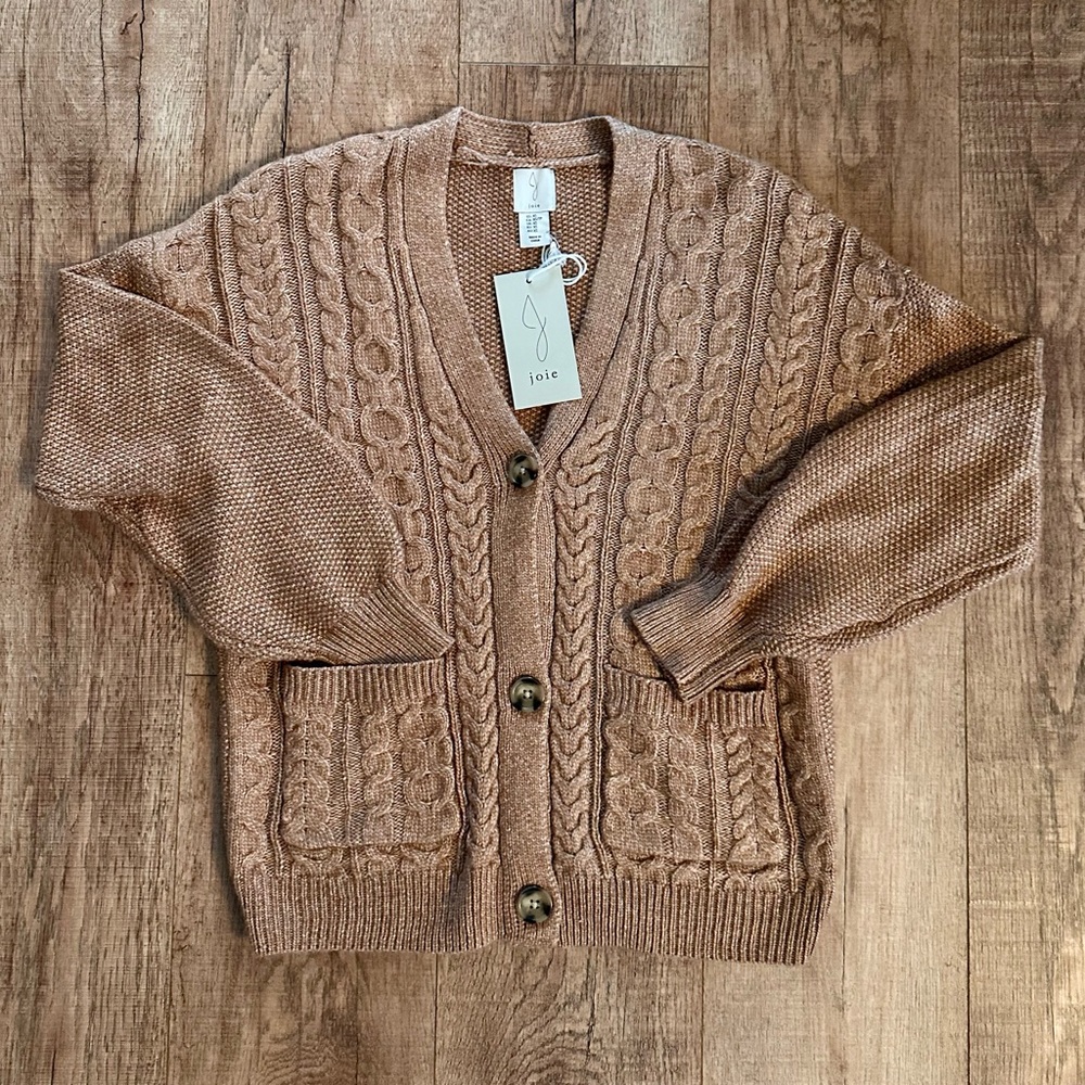 NWT Joie Tan Button Down Cardigan Sweater Size XS